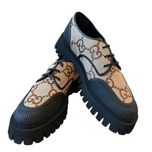 Gucci Maxi GG Supreme Shoes Camel Ebony Canvas Chunky Men\'s 11.5 | US 12 NEW main image 12